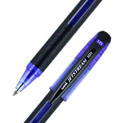uniball® Jetstream™ 101 Rollerball Pens, Medium Point, 1.0mm, Assorted Barrels, Blue Ink, Pack Of 12