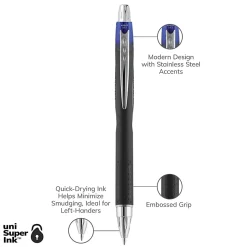 uniball® Jetstream™ RT Retractable Ballpoint Pens, Medium Point, 1.0 mm, Black Barrel, Blue Ink, Pack Of 12