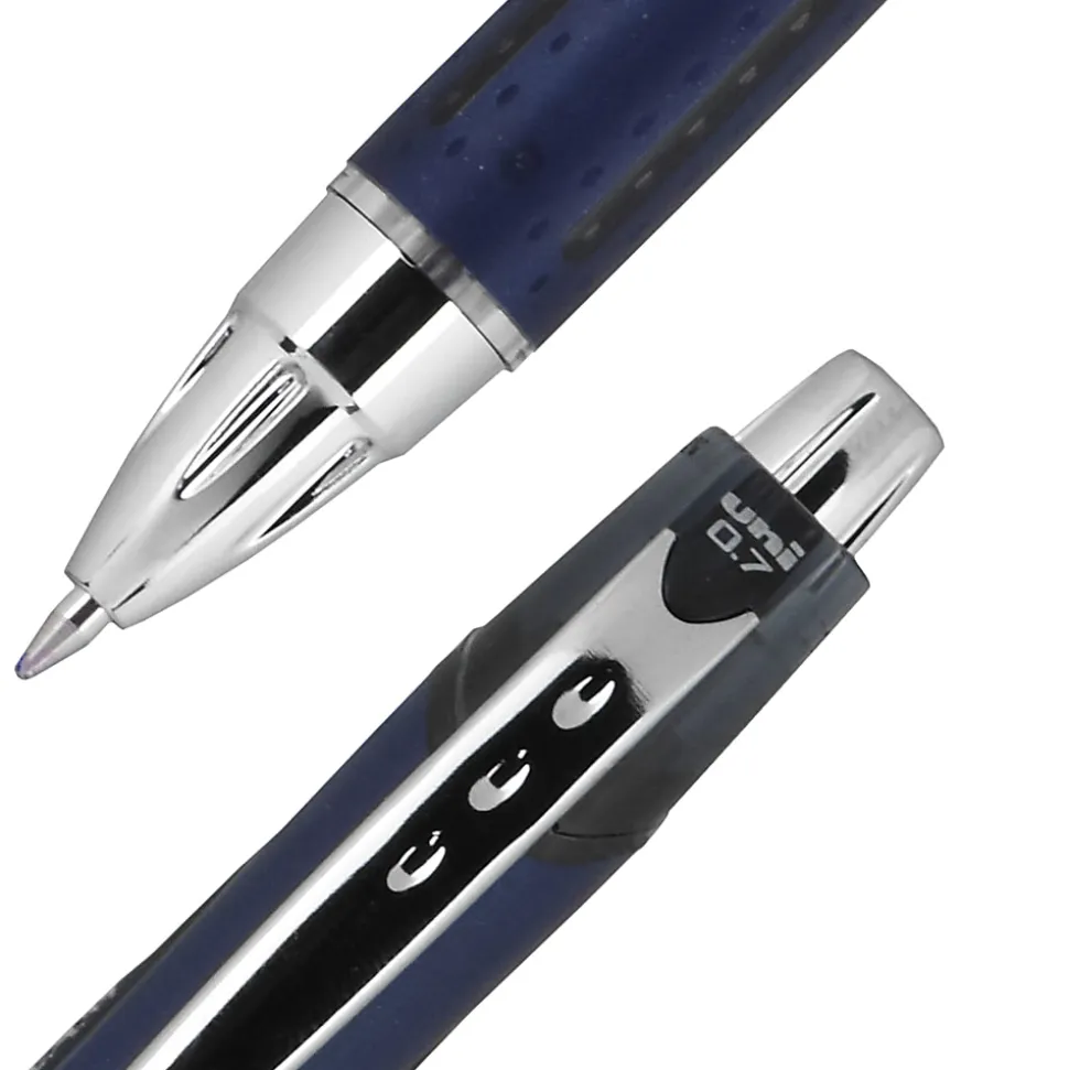 uniball® Jetstream™ RT Retractable Ballpoint Pens, Fine Point, 0.7 mm, Blue Barrel, Black Ink, Pack Of 3