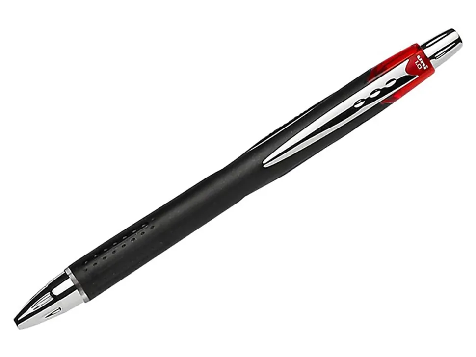 uni-ball® Jetstream™ RT Retractable Ballpoint Pens, Bold Point, 1.0 mm, Black Barrel, Red Ink, Pack Of 12