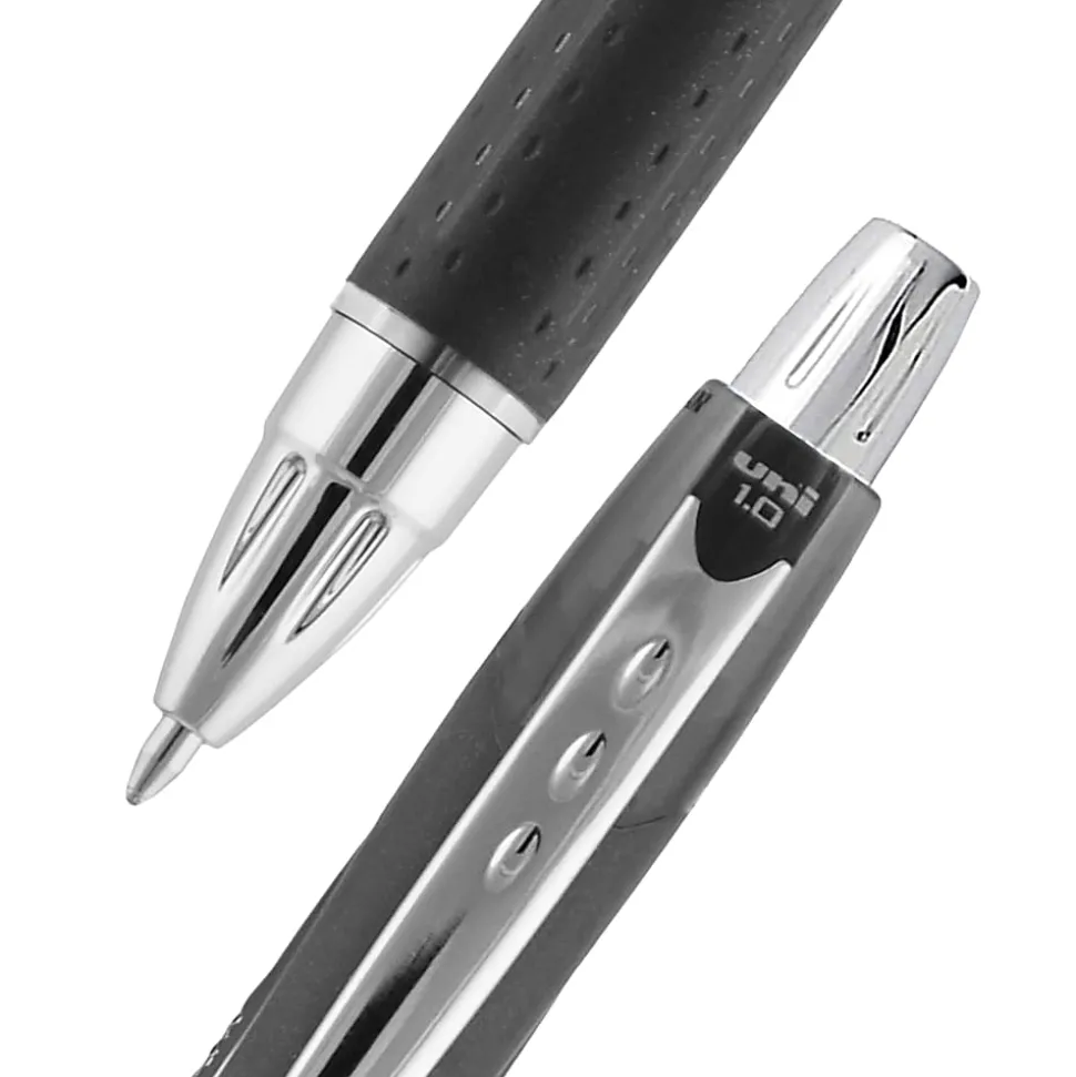 uniball® Jetstream™ RT Retractable Ballpoint Pens, Medium Point, 1.0 mm, Black Barrel, Black Ink, Pack Of 3