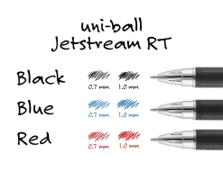 uniball® Jetstream™ RT Retractable Ballpoint Pens, Medium Point, 1.0 mm, Black Barrel, Black Ink, Pack Of 3