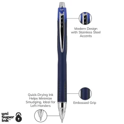 uniball® Jetstream™ RT Retractable Ballpoint Pens, Fine Point, 0.7 mm, Blue Barrel, Blue Ink, Pack Of 12