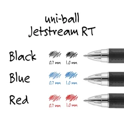 uniball® Jetstream™ RT Retractable Ballpoint Pens, Fine Point, 0.7 mm, Blue Barrel, Blue Ink, Pack Of 12