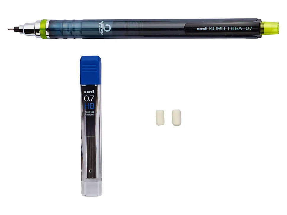 uni-ball® Kura Toga Mechanical Pencil Starter Set, 0.7 mm, HB#2 Lead Tip, Black/Gray