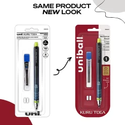 uni-ball® Kura Toga Mechanical Pencil Starter Set, 0.7 mm, HB#2 Lead Tip, Black/Gray