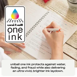 Uni-Ball® One Retractable Gel Pens, Micro Point, 0.5 mm, White Barrel, Black Ink, Pack Of 12 Pens