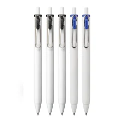 Uni-Ball® One Retractable Gel Pens, Medium Point, 0.7 mm, White Barrel, Blue/Black Ink, Pack Of 5 Pens
