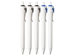 Uni-Ball® One Retractable Gel Pens, Medium Point, 0.7 mm, White Barrel, Blue/Black Ink, Pack Of 5 Pens