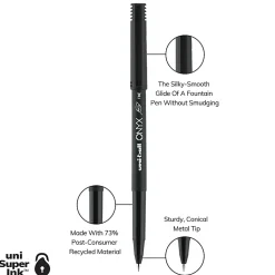 uni-ball® Onyx® Rollerball Pens, Fine Point, 0.7 mm, Black Barrel, Black Ink, Pack Of 12