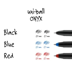 uni-ball® Onyx® Rollerball Pens, Fine Point, 0.7 mm, Black Barrel, Black Ink, Pack Of 12