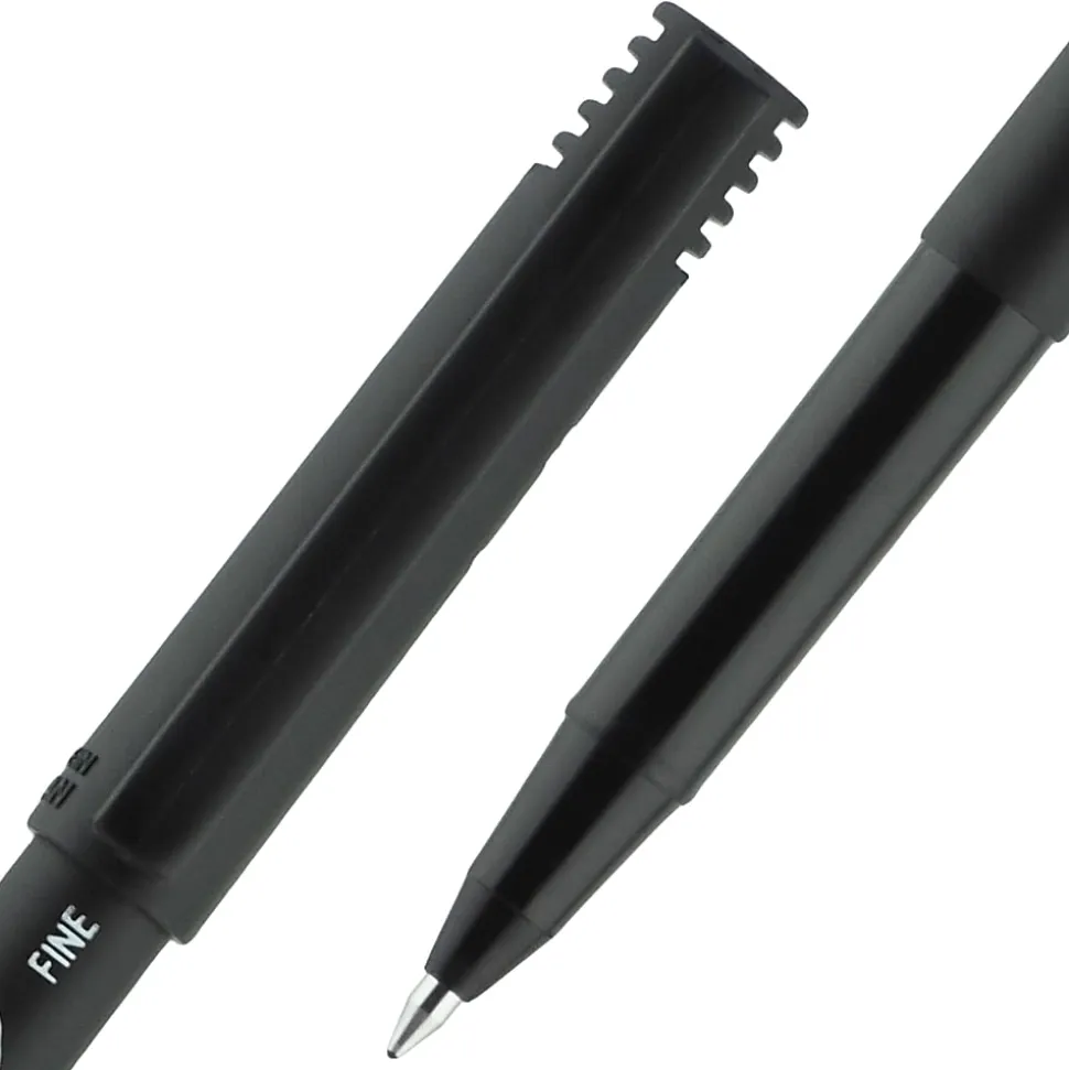 uni-ball® Onyx® Rollerball Pens, Fine Point, 0.7 mm, Black Barrel, Black Ink, Pack Of 12
