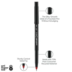 uni-ball® Onyx® Rollerball Pens, Micro Point, 0.5 mm, Black Barrel, Red Ink, Pack Of 12