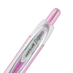 uni-ball® 207™ Pink Ribbon Retractable Fraud Prevention Gel Pens, Medium Point, 0.7 mm, Pink Barrels, Black Ink, Pack Of 12