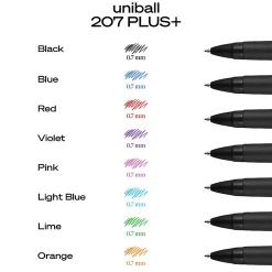 uniballâ„¢ 207 Plus+ Gel Pen - Medium Pen Point - 0.7 mm Pen Point Size - Retractable - Black Gel-based, Nanofiber Ink Ink - 70462