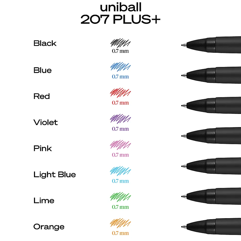 uniball™ 207 Plus+ Gel Pen - Medium Pen Point - 0.7 mm Pen Point Size - Retractable - Black Gel-based, Nanofiber Ink Ink - 70462