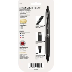 uni-ball® 207 Plus+ Retractable Gel Pens, Medium Point, 0.7 mm, Black Barrel, Black/Blue/Red Ink, Pack Of 4 Pens