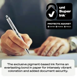 uni-ball® 207™ Premier Retractable Gel Pen, 0.7 mm, Medium Point, Silver Barrel, Black Ink