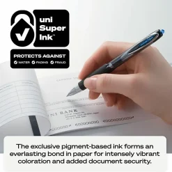 uni-ball® 207™ Retractable Fraud Prevention Gel Pens, Needle Point, 0.7 mm, Translucent Black Barrels, Black Ink, Pack Of 12