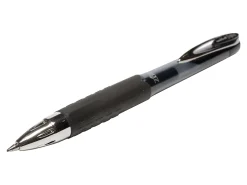 uni-ball® 207™ Retractable Fraud Prevention Gel Pens, Micro Point, 0.5 mm, Black Barrels, Blue Ink, Pack Of 12