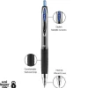 uni-ball® 207™ Retractable Fraud Prevention Gel Pens, Medium Point, 0.7 mm, Black Barrels, Blue Ink, Pack Of 12