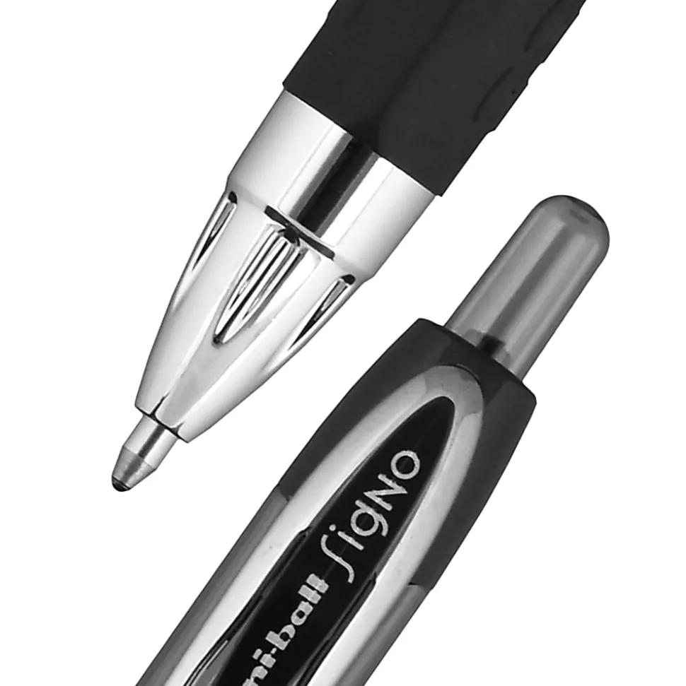 uni-ball® 207™ Retractable Fraud Prevention Gel Pens, Medium Point, 0.7 mm, Black Barrels, Assorted Ink Colors, Pack Of 4 Pens