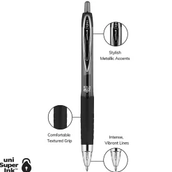 uni-ball® 207™ Retractable Fraud Prevention Gel Pens, Medium Point, 0.7 mm, Black Barrels, Assorted Ink Colors, Pack Of 4 Pens