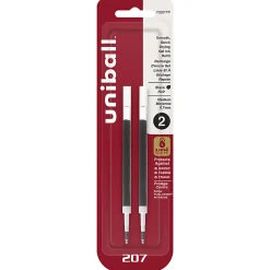 uni-ball® 207™ Retractable Gel Pen Refills, Medium Point, 0.7 mm, Black Ink, Pack Of 2 Refills