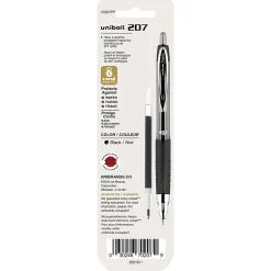 uni-ball® 207™ Retractable Gel Pen Refills, Medium Point, 0.7 mm, Black Ink, Pack Of 2 Refills