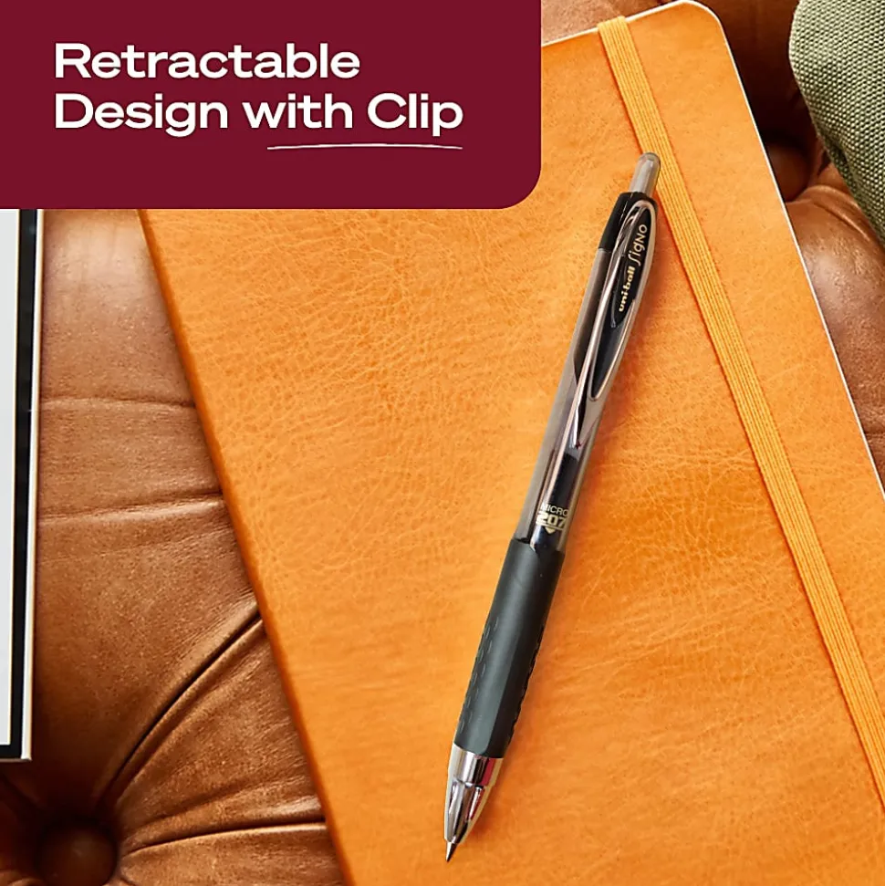 uniball™ 207 Retractable Gel Pens, 0.5mm Micro Point, Black Ink, 4 Count