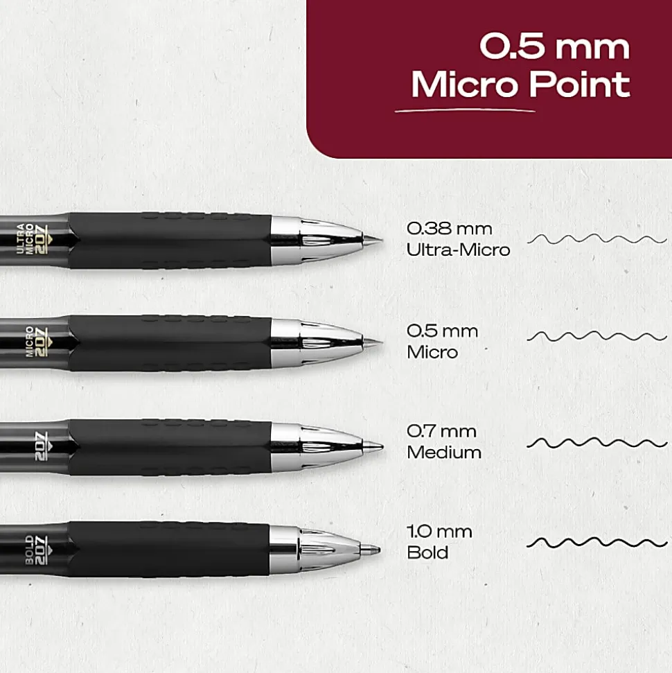 uniball™ 207 Retractable Gel Pens, 0.5mm Micro Point, Black Ink, 4 Count