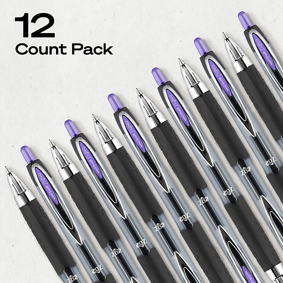 uniball™ 207 Retractable Gel Pens, 0.7mm Medium Point, Violet Ink, 12 Count
