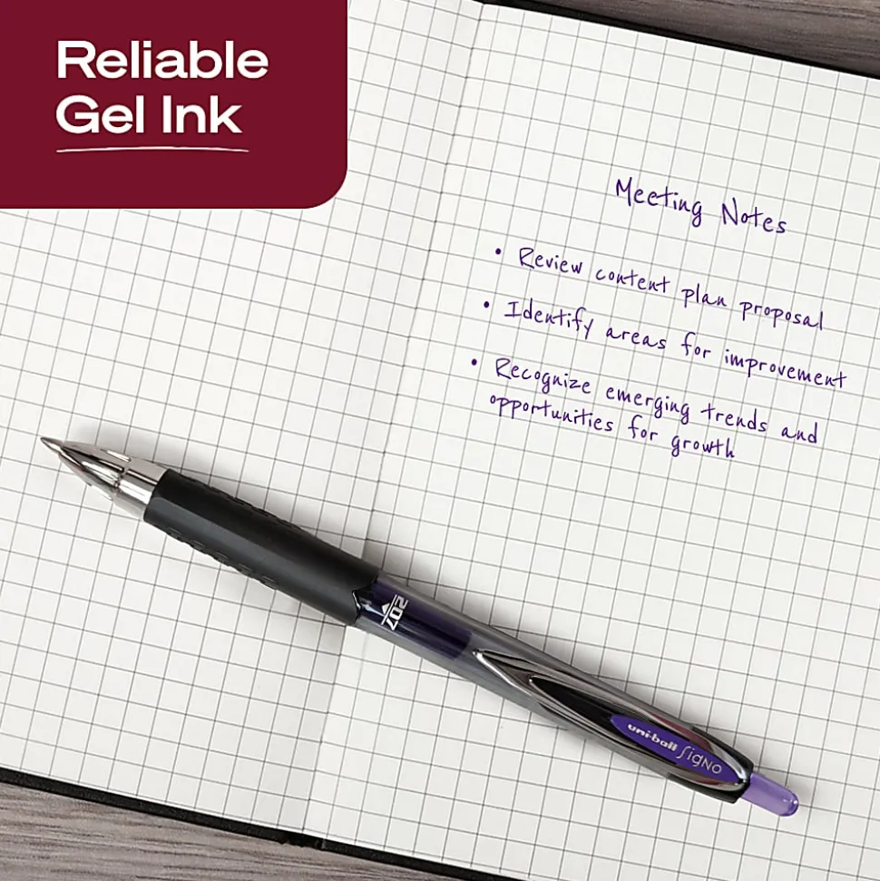 uniball™ 207 Retractable Gel Pens, 0.7mm Medium Point, Violet Ink, 12 Count