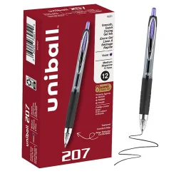 uniball™ 207 Retractable Gel Pens, 0.7mm Medium Point, Violet Ink, 12 Count