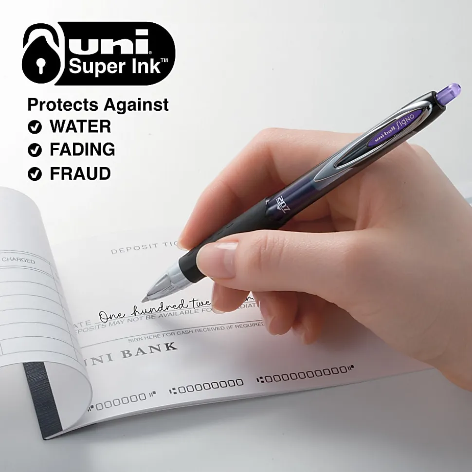 uniball™ 207 Retractable Gel Pens, 0.7mm Medium Point, Violet Ink, 12 Count