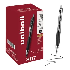 uniballâ„¢ 207 Retractable Gel Pens, 0.7mm Medium Point, Black Ink, 36 Count