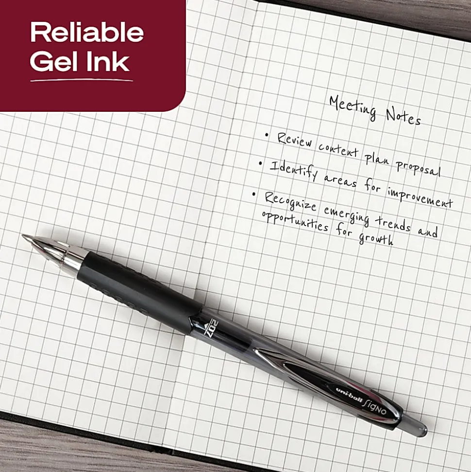 uniball™ 207 Retractable Gel Pens, 0.7mm Medium Point, Black Ink, 36 Count