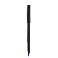 uni-ball® Rollerball™ Pens, Fine Point, 0.7 mm, 80% Recycled, Black Barrel, Blue Ink, Pack Of 12 Pens