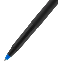 uni-ball® Rollerball™ Pens, Fine Point, 0.7 mm, 80% Recycled, Black Barrel, Blue Ink, Pack Of 12 Pens