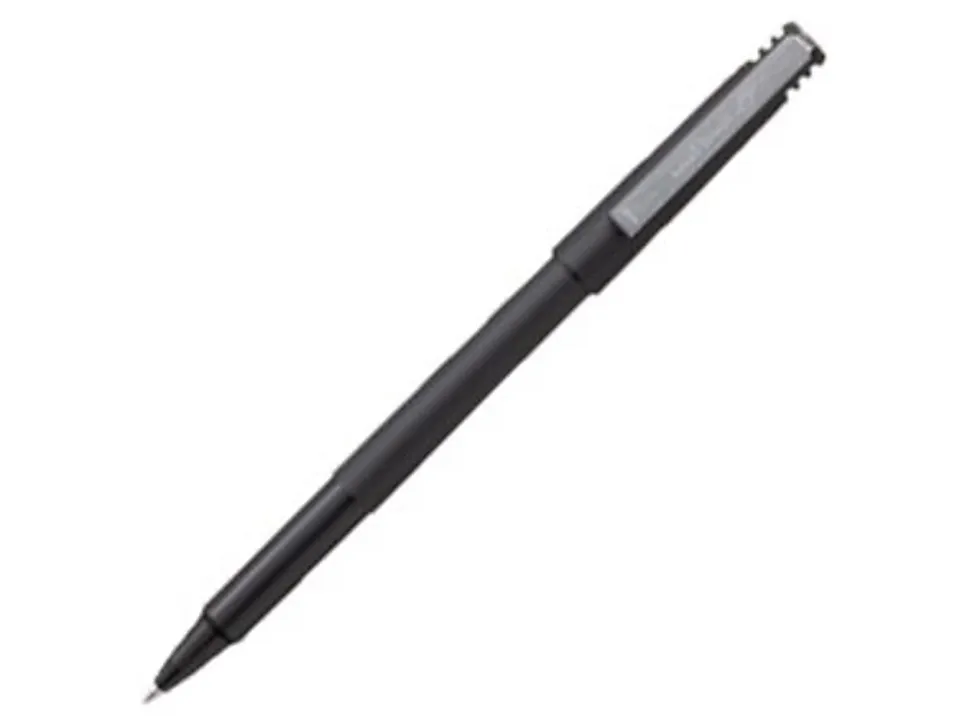 uni-ball® Rollerball™ Pens, Micro Point, 0.5 mm, 80% Recycled, Black Barrel, Blue Ink, Pack Of 12 Pens