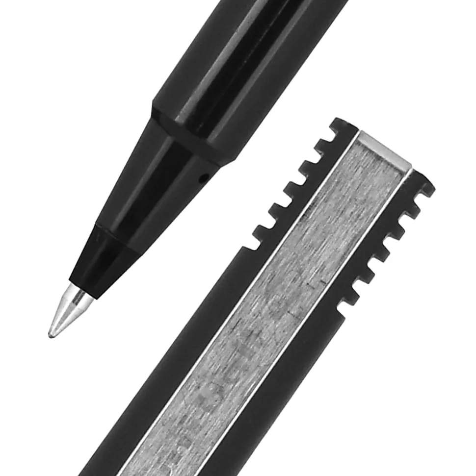 uni-ball® Rollerball™ Pens, Micro Point, 0.5 mm, 80% Recycled, Black Barrel, Black Ink, Pack Of 12 Pens