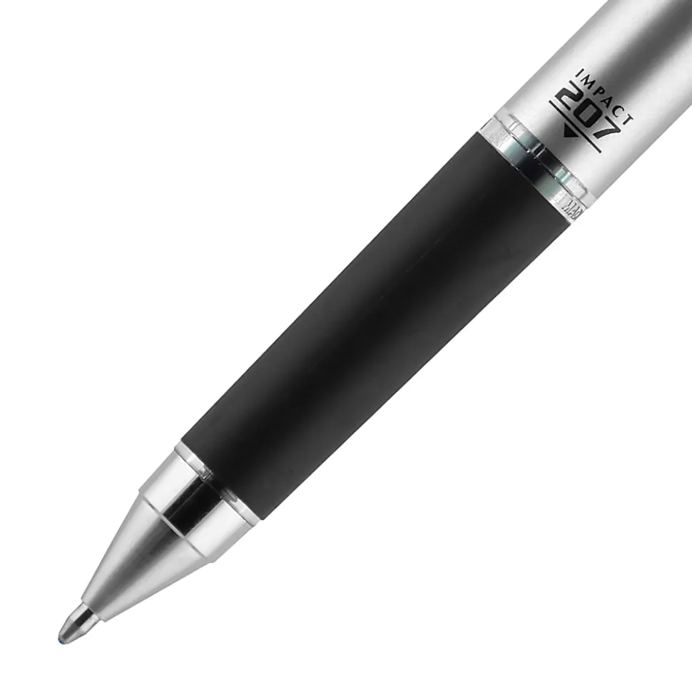 uni-ball® RT Retractable Gel Pen, Gel Impact®, Bold Point, 1.0 mm, Gray Barrel, Blue Ink