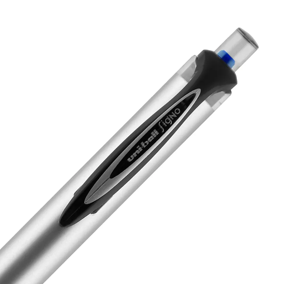 uni-ball® RT Retractable Gel Pen, Gel Impact®, Bold Point, 1.0 mm, Gray Barrel, Blue Ink