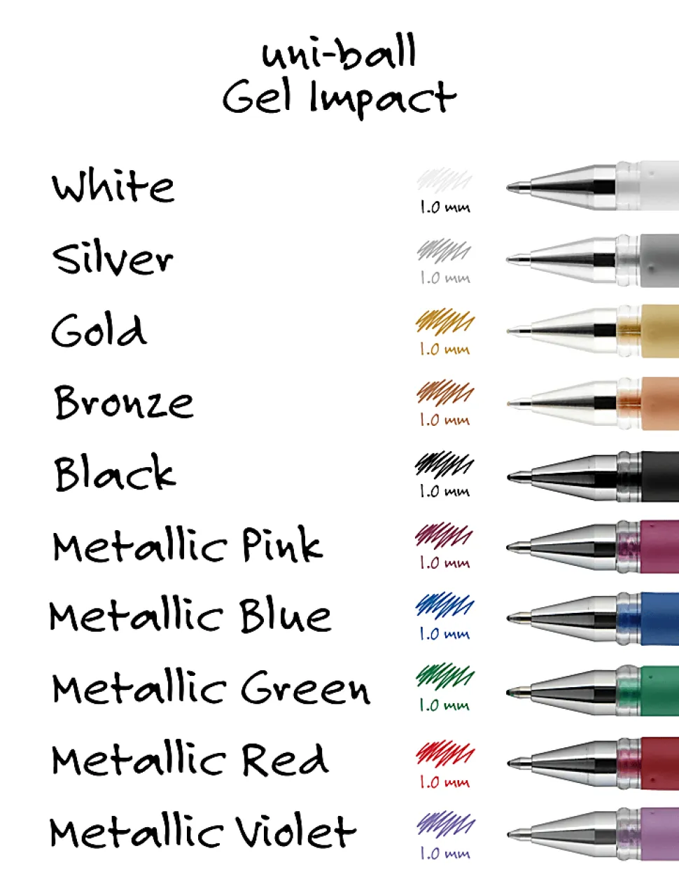 Uni-Ball Signo Gel Impact Pens, Bold Point (1.0mm), Gold Metallic