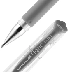 Uni-Ball Signo Gel Impact Pens, Bold Point (1.0mm), Silver Metallic