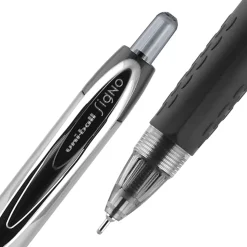 uni-ball® Signo Gel 207™ Retractable Gel Pens, Medium Point, 0.7 mm, Clear Barrels, Black Ink, Pack Of 4