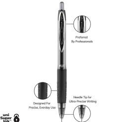 uni-ball® Signo Gel 207™ Retractable Gel Pens, Medium Point, 0.7 mm, Clear Barrels, Black Ink, Pack Of 4