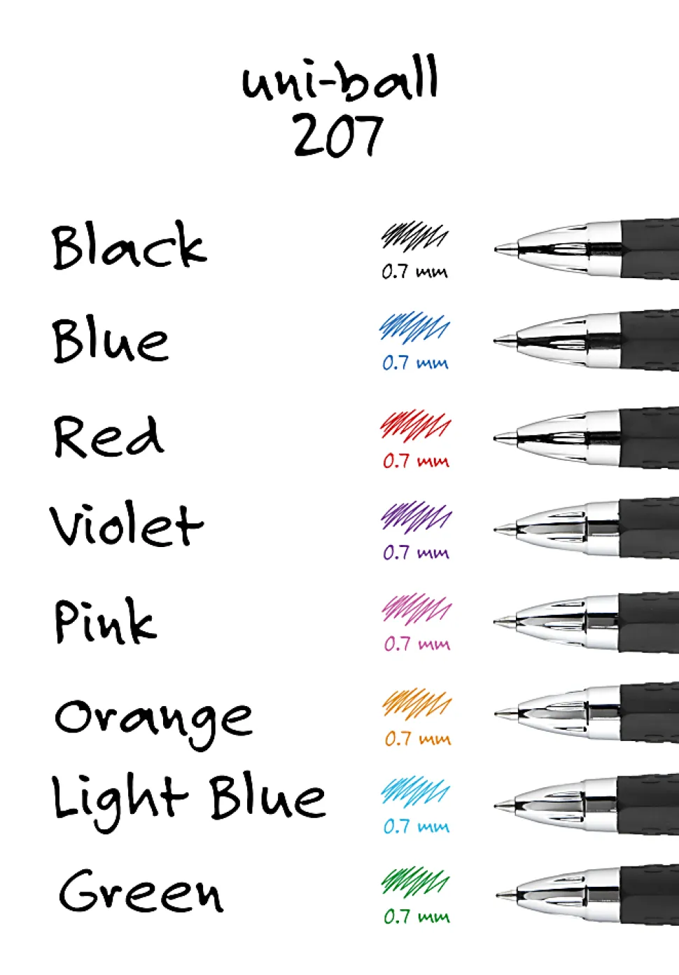 uni-ball® Signo Gel 207™ Retractable Gel Pens, Medium Point, 0.7 mm, Clear Barrel, Black Ink, Pack Of 4 Pens