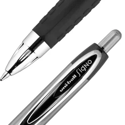 uni-ball® Signo Gel 207™ Retractable Gel Pens, Medium Point, 0.7 mm, Clear Barrel, Black Ink, Pack Of 4 Pens