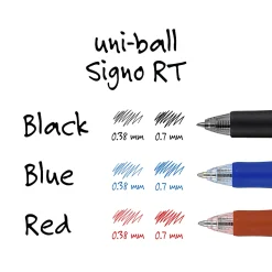 uni-ball® Signo Gel RT™ Retractable Pens, Medium Point, 0.7 mm, Silver Barrel, Black Ink, Pack Of 12 Pens